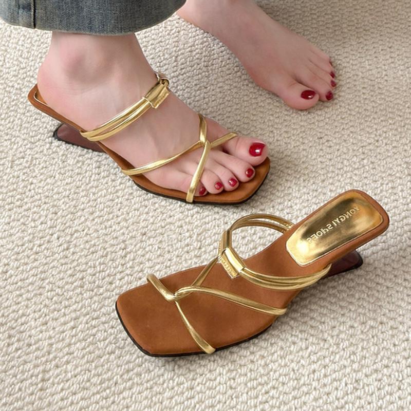 Fashion Women Slippers Fashion Mid Heels Dress Shoes Designer Elegant Pumps Summer Heeled Shoes Woman 2025 New Brand Zapatillas De Mujer