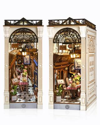 Rolife DIY Book Nook French Garden 3D Miniature House Book LED Bookshelf Handmade Assembly Wooden Illustrated Instructions Officially Ideal for Adults