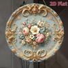 LUXE DECOR Baroque 2D Floral Wooden Wall Art 8 Inch Round Pink Vintage Home Decor