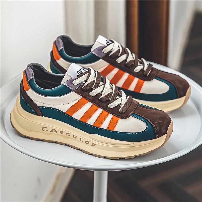 Designer Luxury Chunky Sneakers for Men Fashion Casual Color Block Leather Breathable Height Increased Platform Running Shoes
