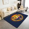Japanese Samurai Cat Print Area Rug, Red Sun & Ancient City Design Non-Slip Floor Mat for Living Room Bedroom Home Decor Carpet