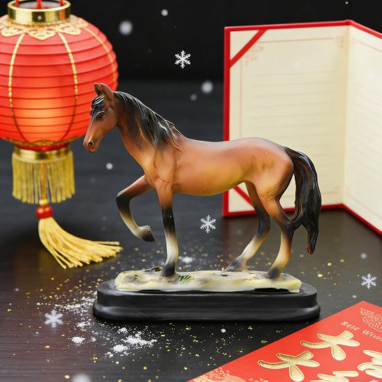 Simulated Horse Figurine Bring Good Luck Wealth Horse Resin Statue Fengshui Decoration Home Office Desktop Ornament Year of Horse Gift