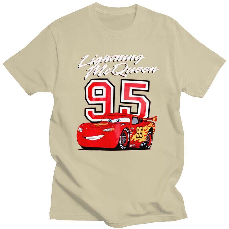 Custom Lightning McQueen T Shirt Men Tshirt Casual Tees Car Cartoon T-shirt Loose Fit Clothing Gift
