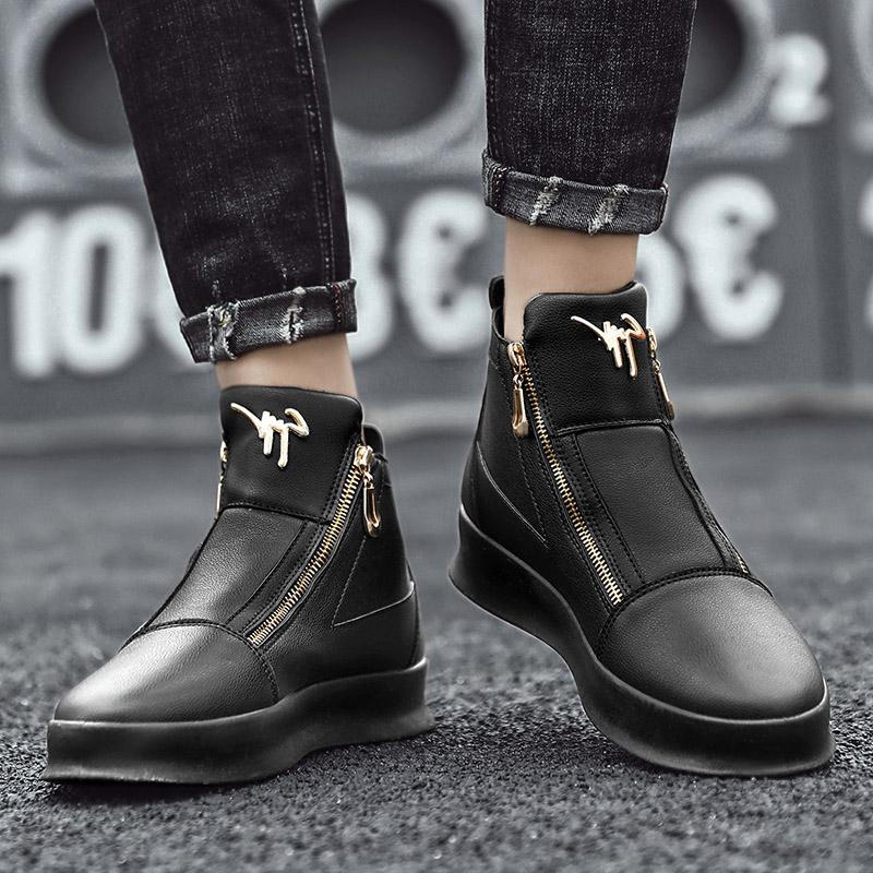 New Zipper Designer Sneakers Men Luxury Platform Shoes Casual High Top Sneakers Men Trendy Shoes Fashion Men's Leather Sneakers