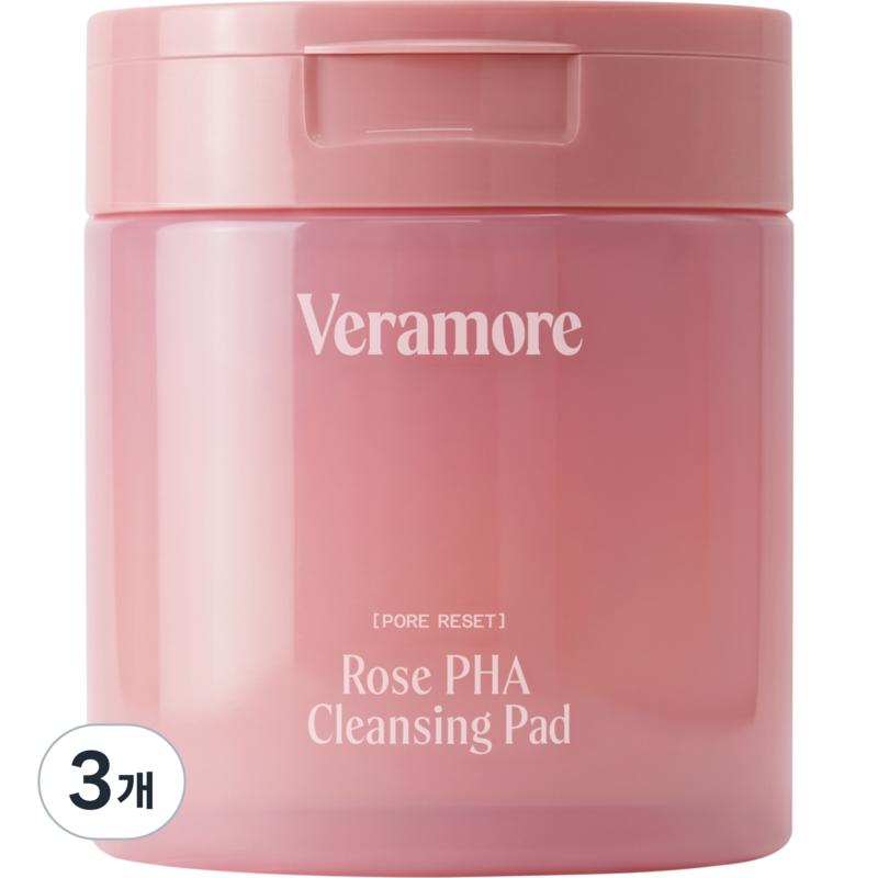 Veramore Rose PHA No-Wash Eye Remover Cleansing Pads, 70 pads, 3 pcs