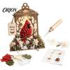 Cottage-Stil Zimmerdekoration 3D Stoff-Poke-Art-Set, DIY Vogel-Erinnerungs-Laterne, Florales Handgemachtes Blumenbastelset und Muster, Punch Needle Set für Erwachsene, Zuhause