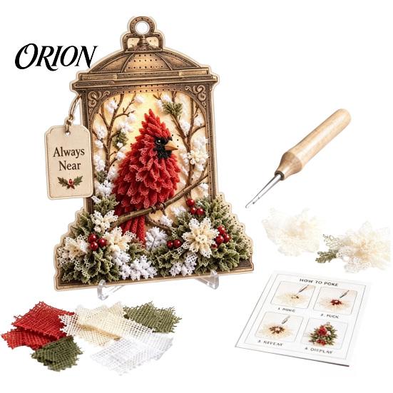 Cottage-Stil Zimmerdekoration 3D Stoff-Poke-Art-Set, DIY Vogel-Erinnerungs-Laterne, Florales Handgemachtes Blumenbastelset und Muster, Punch Needle Set für Erwachsene, Zuhause