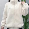Dames Dikke Fleece Standkraag Jas Meerkleurig Warm Casual Herfst Winter Gezellige Buitenjas