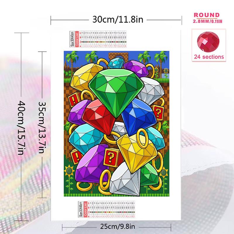 Sonic Super Emerald Battle Set Pattern 3pcs 100% Round Full Drill 5D DIY Diamond Painting Embroidery Cross Stitch Rhinestone Décor