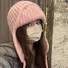 Ørebeskyttelse Strikkelue Vinter Varm Kuldebestandig Flylue Ensfarvet Ull Heklet Luer Koreansk Dame Beanie