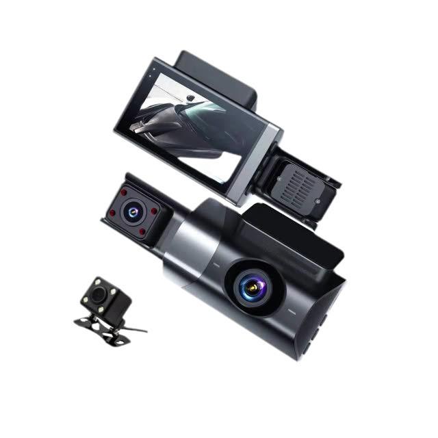 Dash Cam WiFi HD da 3 pollici con visione notturna e tripla lente per registrazione anteriore, interna e posteriore