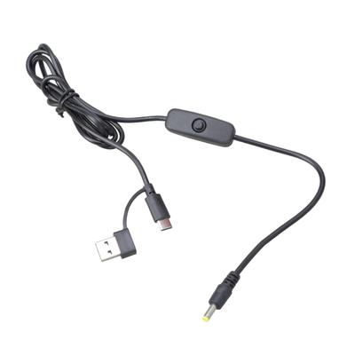 Doppelte Schnittstellen USB Typ C auf DC4.0x1.7mm 5V Ladekabel mit Schaltern für Heim-Niederspannungselektronik 120cm