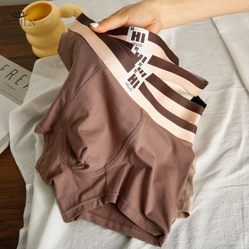 4 PCS Solid Color Men's Underwear Comfortable Breathable Boxer Briefs Soft Skin-friendly Boxer Briefs Mid-Waist Youth Shorts L-3XL