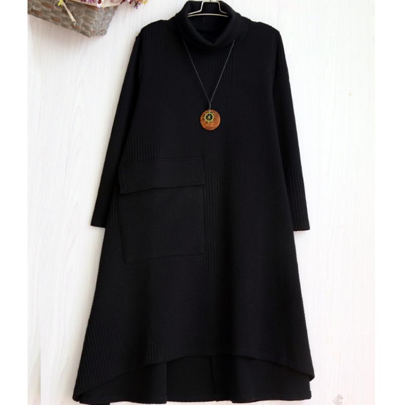 Primavera Otoño Invierno Nueva Moda Vestidos Mujer Casual Elegante Vintage Talla Grande Suelto Oficina Manga Larga Midi Largo Maxi Vestido M-2XL