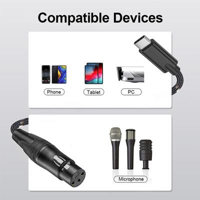 USB C auf XLR Buchse Mikrofonkabel 32bit/384Khz Digitales Audioaufnahmekabel für iPhone 15 Serie und Laptops Telefone
