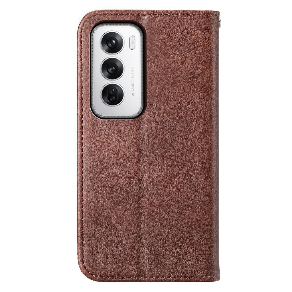 For Oppo Reno12 5G (Global) Case PU Leather Wallet Phone Cover Calf Texture