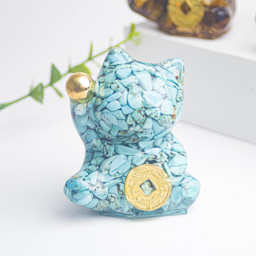 

Natural Crystal Fortune Cat Office Desk Decor With Gemstone Embellishments For Home And Gift Style A