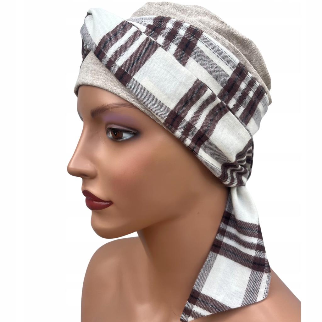 Women's Turban Lena Light Beige Knitted 531 Autumn Also After Chemotherapy