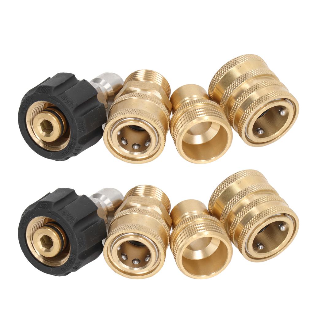 8pcs Pressure Washer Adapter Set Quick Coupler Fittings Metal Quick Connector for Car Washer