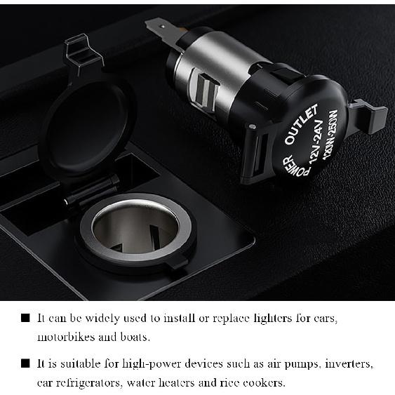 DXNQ Zigarettenanzünderbuchse für Auto, DC 12V Wasserdichter Zigarettenanzünder-Netzadapter mit Kabel, Universelle Zigarettenanzünderbuchsen-Ersatz für