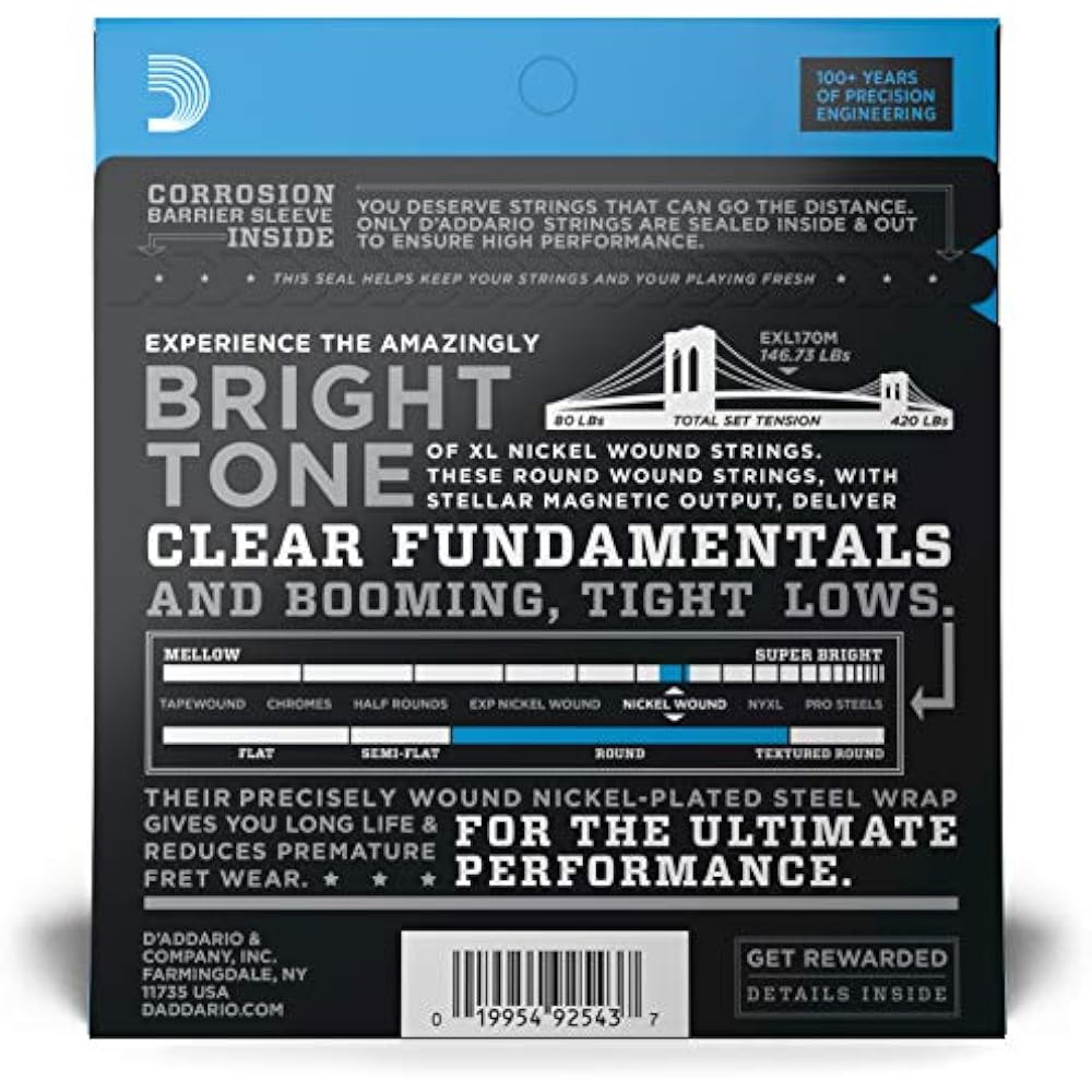 D'Addario Daddario Bass String Nickel Medium Scale .045-.100 EXL170M [Domestic Genuine]