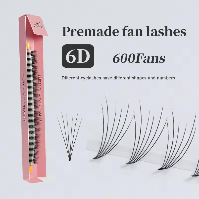 GLAMLASH 2d 3d 4d 5d 6d 600 Fans Premade Volume Fan C/D Natural Long Natural Soft Handmade Synthetic Hair Eyelashes Extension
