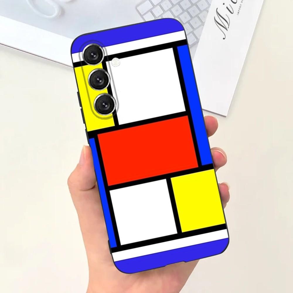 TOPLBPCS Mondrian Grid Phone Case For Samsung S21,S22 Ultra,S20,S30 plus,S22 plus,S23,S30 ultra 5G Silicone Cover