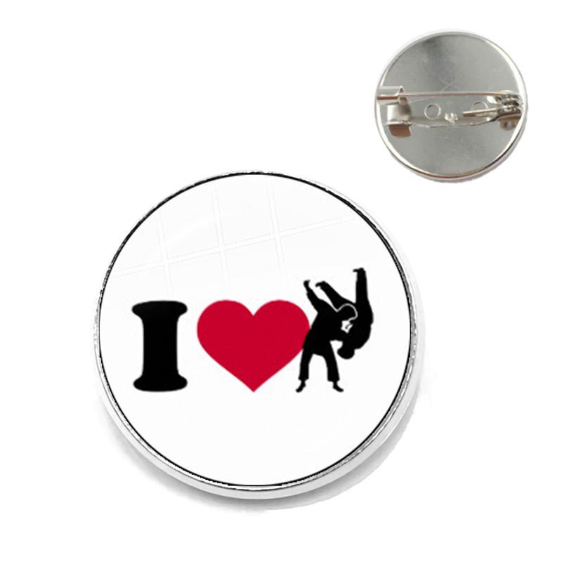 2021 Trendy Sports I Love Judo Brooches Pins Men Women Karate Jewelry High Quality Handmade Badge Brooch Gift