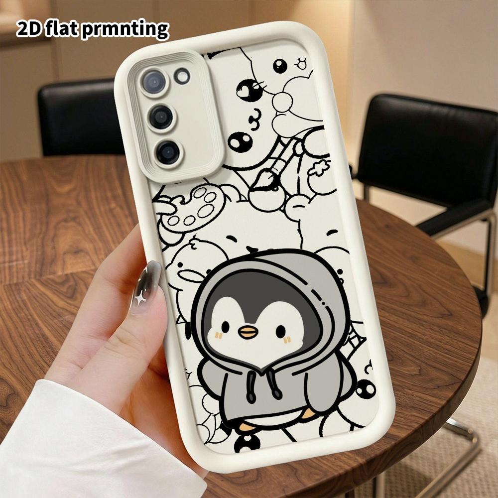 Phone Case: 2D flat, suitable for Samsung Galaxy A34 A35 M05 M06 S20 S22 S21 FE Plus 5G protective cases, hoodie little penguin, perfect holiday gift 