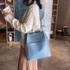 PU Leather Shoulder Bucket Bags Large Capacity Korean Style Tote Bag  Women Girls