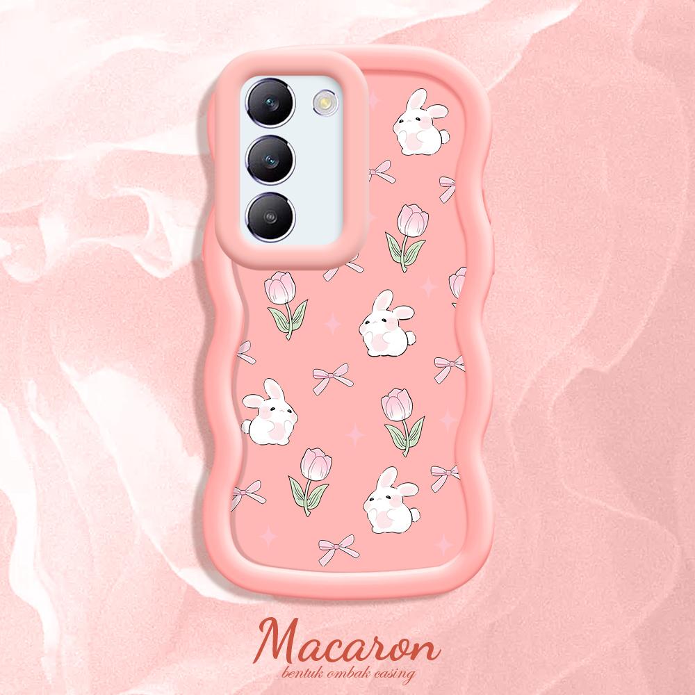 

Окрашенный узор Big Wave Edge Мягкий силиконовый материал Macaron чехол для телефона противоударный защитный резиновый чехол для OnePlus Vivo Motorola Moto Vivo Y15A розовый