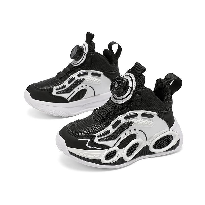 Boys' Sports Shoes 2025 Spring and Autumn New Leather Surface Medium and Large Children's Comfortable Casual Shoes Knob Shoes Cushioning Running Shoes