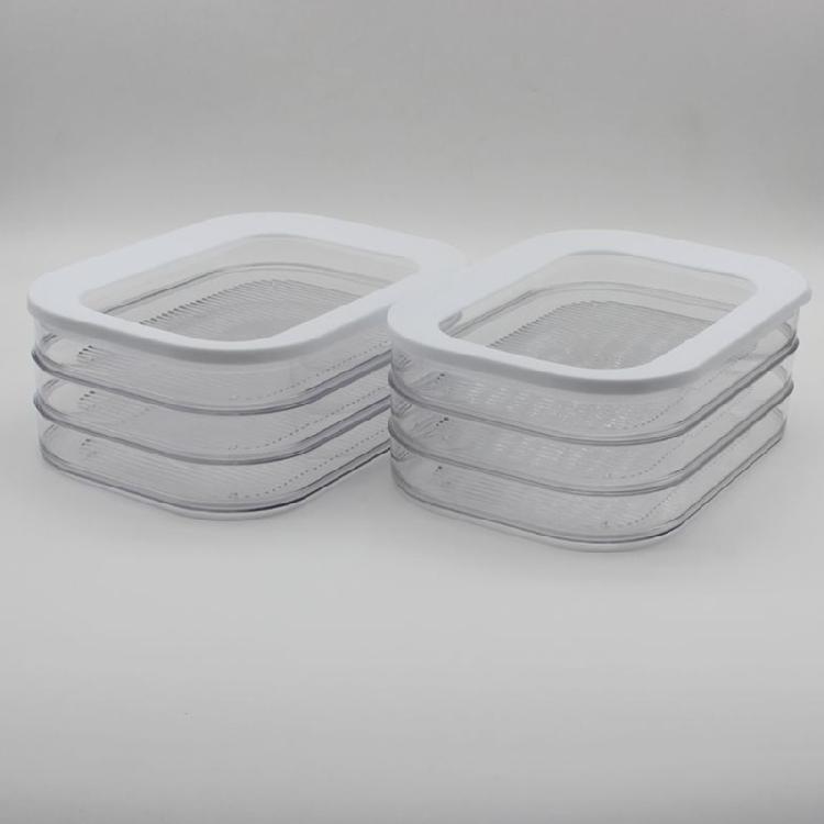 Kühlschrankgeeigneter Kunststoff-Lebensmittelaufbewahrungsbehälter mit auslaufsicherem Deckel Spülmaschinenfest Transparente Küchen-Organizer-Box