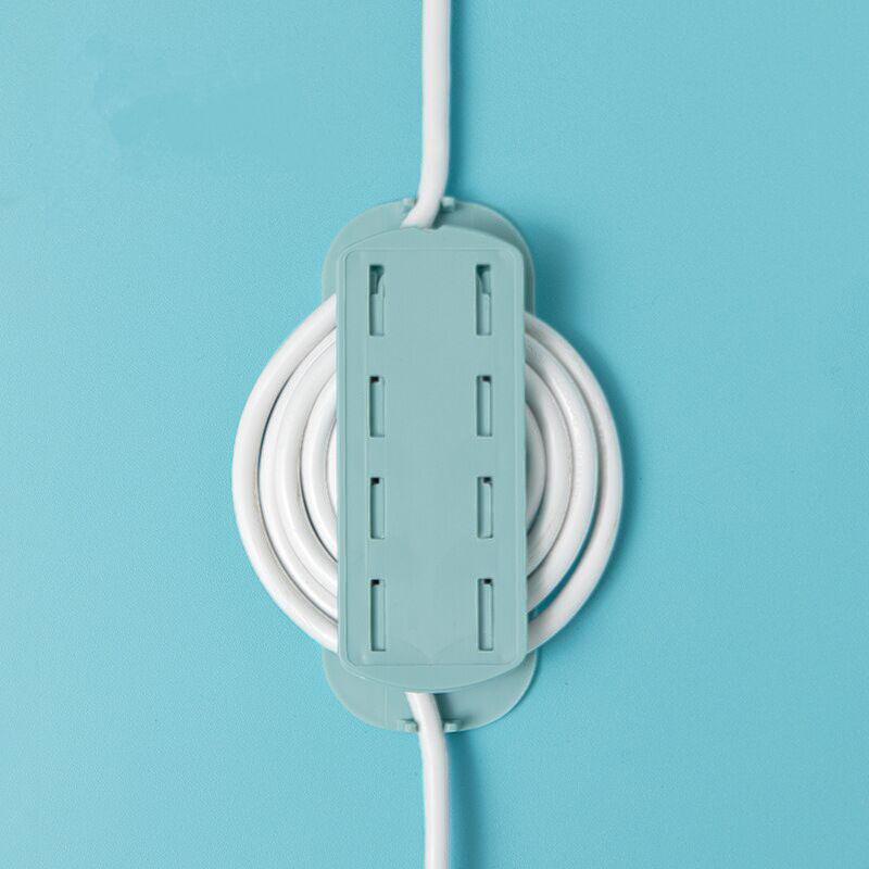 2 In 1 Socket Retainer  Wall-Mounted Sticker Punch-Free Plug Fixer Self-Adhesive Fixer Cable Wire Organizer Seamless Power Strip