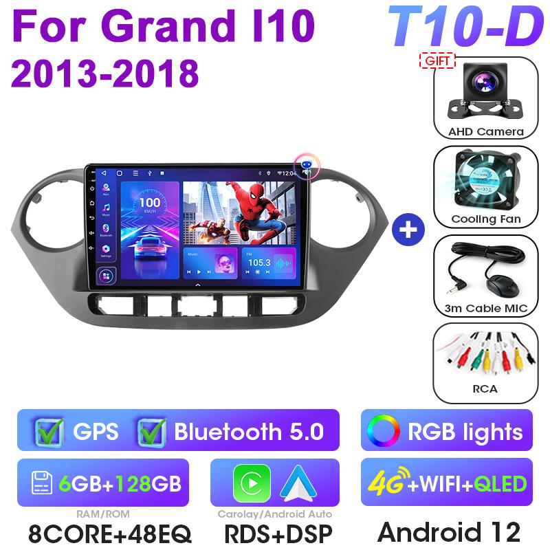 2 Din Android 12 Car Radio For Hyundai Grand I10 2013-2018 Multimedia Video Player GPS 4G Carplay Auto Stereo RDS DVD Head Unit