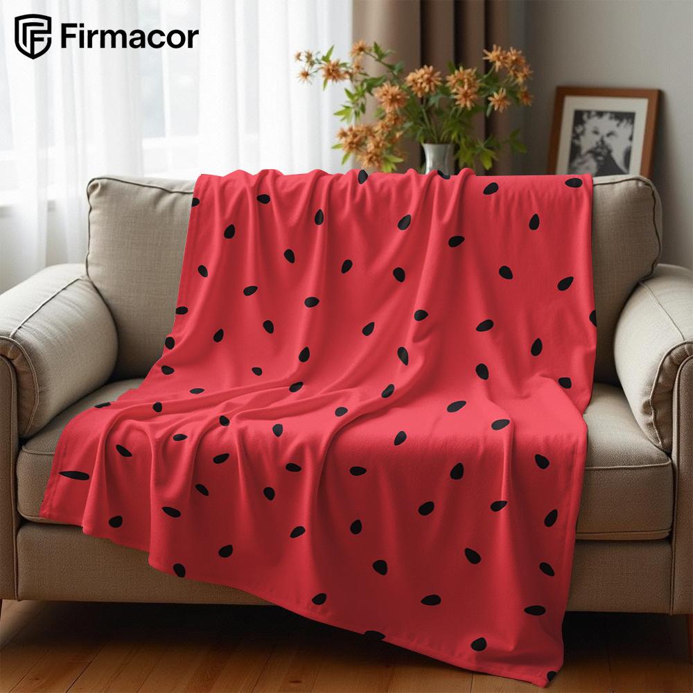 Watermelon Dot Cartoon Anime Print Flannel Blanket Soft Warm Throw for Kids Bedroom Sofa Bed Christmas Office Car