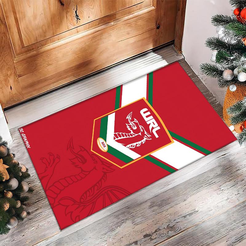 Tappeto in Velluto di Cristallo Rugby Galles Morbido Anti?Tappetino Antiscivolo Comodo per Casa Soggiorno Camera da Letto Tappeto Decorativo