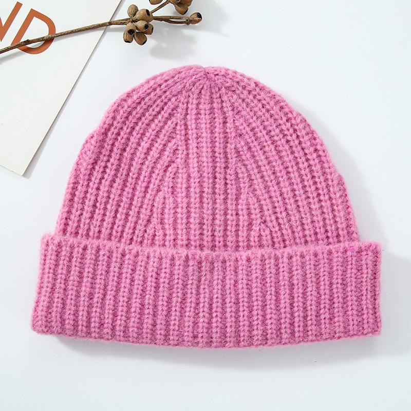 Outdoor Versatile Leisure Simple Solid Color Warm Including Wool Wool Knitted Hat Children Autumn and Winter Men's Cold Hat Tide