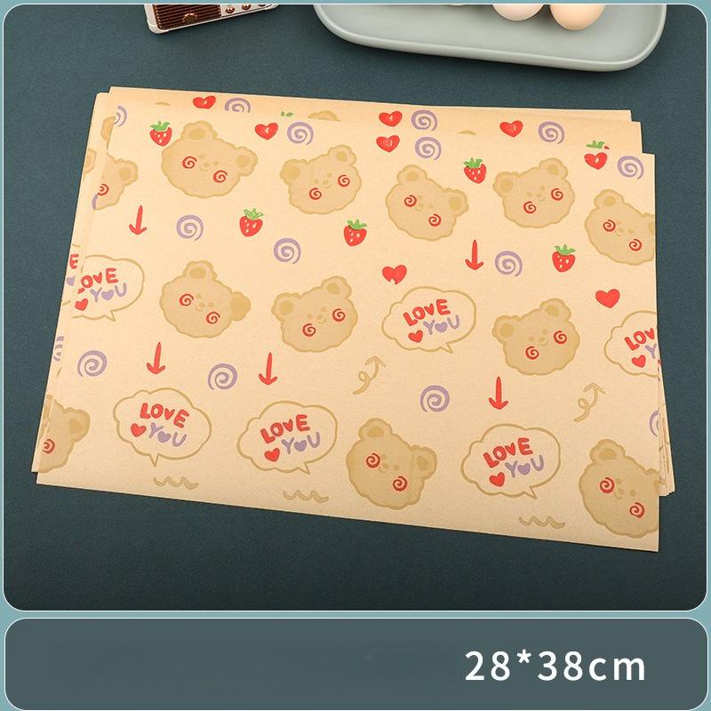 28x38cm Multifunktionale Haushaltsablage Spezielles Papier Kommerzielles Ölbeständiges Pad Papier Cartoon Muster Sandwichverpackung Burger Brot Backblech Papier