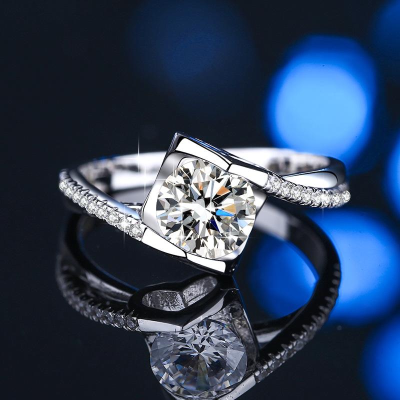 D Color 2ct Moissanite Women's Ring Sterling Silver Pt950 Platinum Angel Kiss Ring Engagement Diamond Ring Wedding Ring Gift for Girlfriend