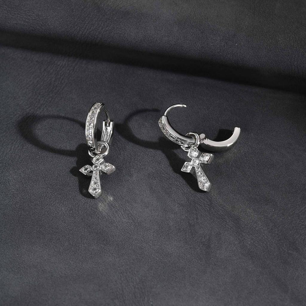 Punk Cross Earring for Men Boys,Hiphop Cross Charm Hoop Earring,Classic Jewelry Gift