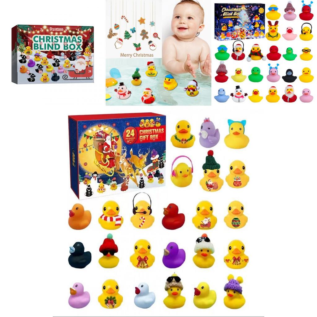 Lustiger 24 Tage Weihnachts-Countdown-Kalender Blind Box Vinyl Enten Spielzeug Set für Weihnachtsfeiern und Sammler