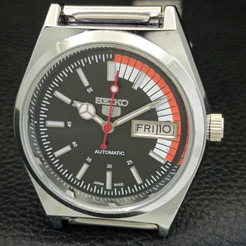 VINTAGE REFURBISHED SEIKO 5 AUTOMATIC 6309A JAPAN MENS BLACK WATCH a440903-4 Sk-a440903