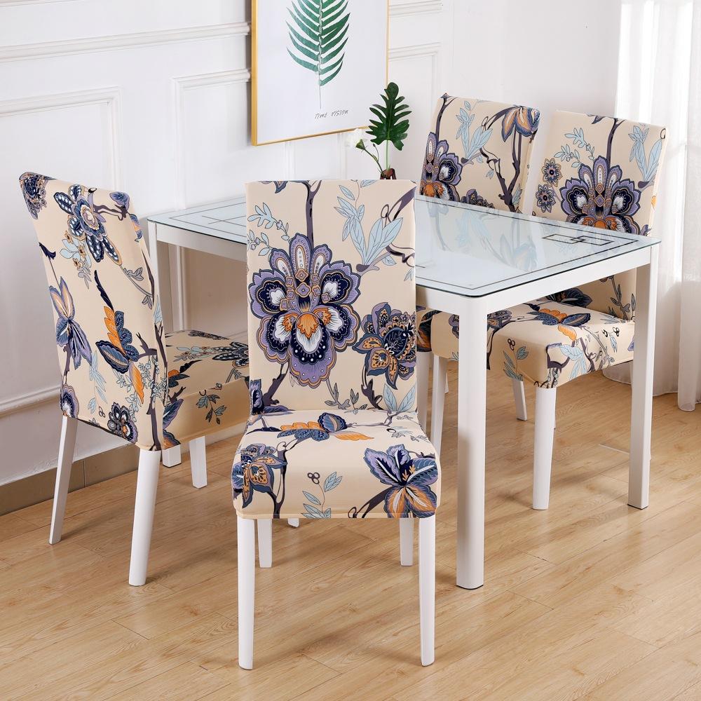 1/2/4/6 Pieces Printed Chair Cover Washable Big Elastic Kitchen Chair Covers Stretch Seat Slipcovers For Dining Room Wedding