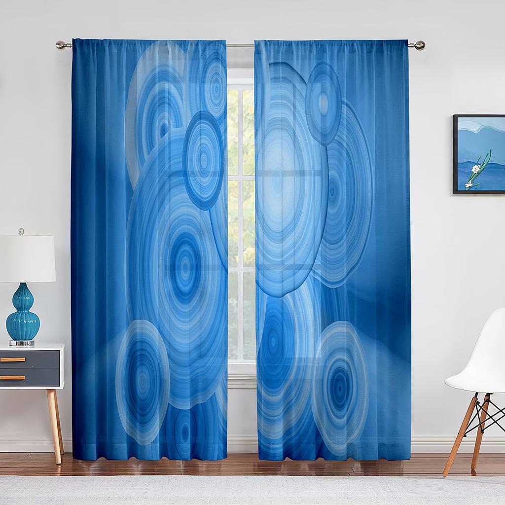 Bruna Cirklar Prickar Mönster Tyll Fönstergardiner för Vardagsrum Sovrum Modernt Kök Skira Voile Gardiner Draperier Dekoration