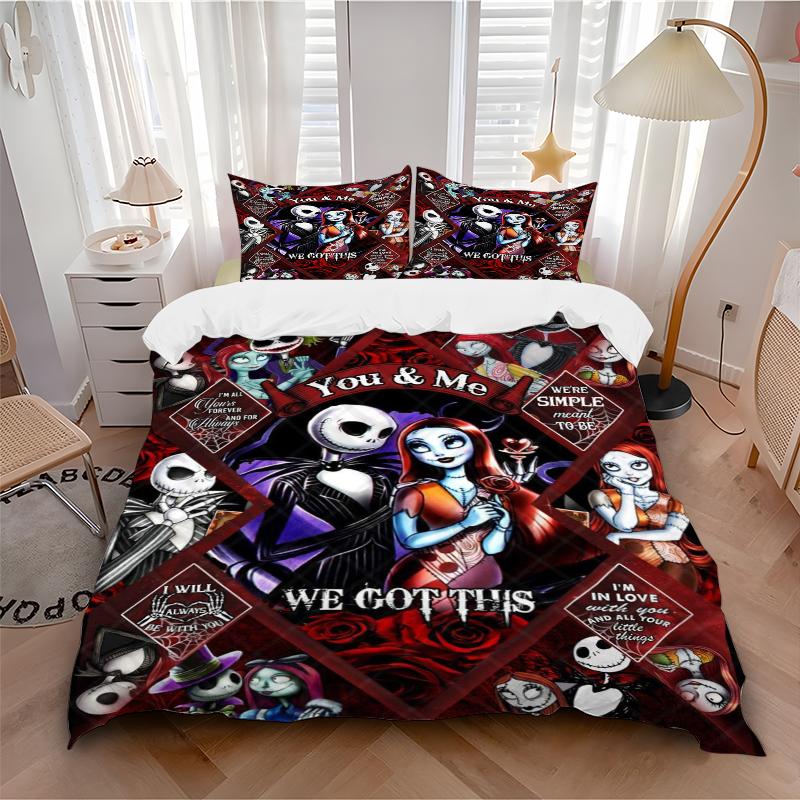 1Pc Nightmare Before Christmas Love Bedding Set Quilt Cover Pillowcase Home Christmas Xmas Halloween Gift 1 Duvet Cover 2 Pillowcase M924531