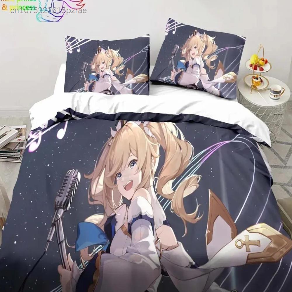 Genshin Impact Anime Povlečení 3D Potisk Vhodné do Ložnice Sada Povlaků na Peřinu s Povlaky na Polštáře Dětský Domácí Textil