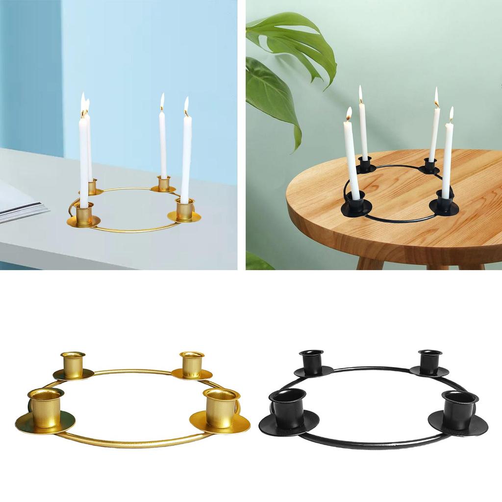 Nordic Round Taper Candle Holder Metal Iron Christmas Advent Candlestick Candelabra Table Decor for Dinner Wedding Living Room