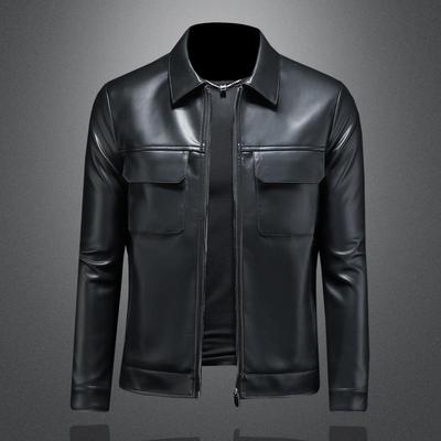 2026 And New Style Mens Lapel Business Casual Leather Jacket Loose Fashion Korean Version Slim Fit Suit 9105
