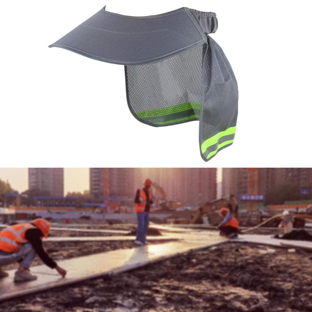 Schutzschirm für Schutzhelm mit Nackenschutz und reflektierendem Streifen, hohe Sichtbarkeit, breiter Rand für Bauarbeiter, Damen, Herren